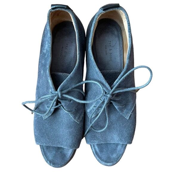 rag & bone Sahara Suede Open Toe Wedge Lace Up Heel Size 37 US 6.5 - Picture 4 of 8